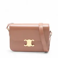 CELINE ワンショルダーバッグ ターンロック トリオンフ レザー ブラウン 日本直送名牌中古包】CELINE セリーヌトリオンフターンロック