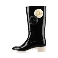 CHANEL 長靴 ブラック レインブーツ　カメリア 極美品 CHANEL シャネル カメリア ココマーク レインブーツ 完売