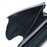カミーユフォルネ クロコxレザー ラウンドジップウォレット ブラックx