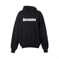 バレンシアガ　パーカー　黒　バックロゴ　シールヒビあり　状態良い　最安値 Balenciaga ロゴ パーカー | ブラック | FARFETCH JP