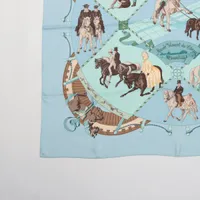 ☘️新品未開封☘️ エルメス カレ90　シャンティ城馬の博物館 ライトブルー ☘️新品未開封☘️ エルメス カレ90 シャンティ城馬の博物館