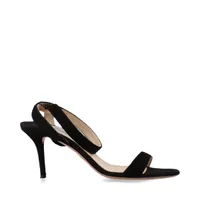 oooo44PRADA プラダ　ネイビースエードヒール　37 1/2 美品 ネイビー スエード ストラップ スライドサンダル | PRADA