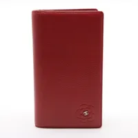 セリーヌ ラージフラップウォレット レザー 長財布 レッド