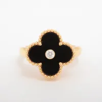 VC＆A☆ヴィンテージアルハンブラリングOnyx_パリ発 ヴィンテージ アルハンブラ リング 18K イエローゴールド