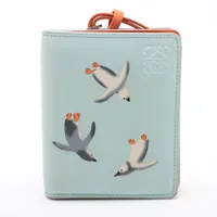 ロエベ アナグラム レザー コンパクトウォレット ブルー ×スナフジタ