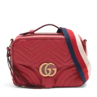 グッチ GGマーモント レザー 2WAYショルダーバッグ レッド