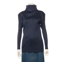 プリーツプリーズPLEATS PLEASE プリーツぼかし格子柄シャツ 黒青3 【レディース】 A3807104.JPG