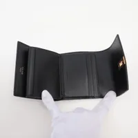 (美品)セリーヌ スモールトリフォールド コンパクトウォレット ブラック CELINE(セリーヌ) スモール トリフォールド 三つ折り財布 黒