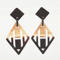 HERMES Hロゴ ピアス エルメス Hロゴ ピアス(両耳用) バッファローホーン ブラウン