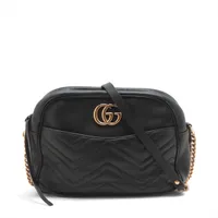 美品✨グッチ ウエストバッグ 斜め掛け GGマーモント ベロア レザー 黒 GUCCI】グッチ GGマーモント 446744 ショルダーバッグレディース