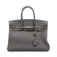 エルメス バーキン25 オーストリッチ ブルーインディゴ シルバー