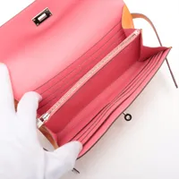 専用 エルメス ケリーウォレット ヴェルソ オレンジ ピンク 財布 シルバー金具 HERMES エルメス 長財布 ケリーウォレット ミディアム ヴェルソ