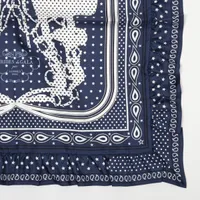 HERMÈS カレ70ネイビーシルクスカーフ バンダナ エルメス カレ70 BRIDES DE GARA BANDANA フリル スカーフ