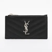 美品 イヴ・サンローラン クラッチバッグ Vステッチ YSLロゴ レザー YVES SAINT LAURENT(イヴサンローラン) V stitch clutch bag V