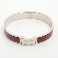 エルメス クリックHファン バングル メタル×エナメル シルバー
