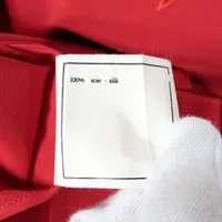 シャネル ココボタン シルク トレンチコート 38 レディース レッド