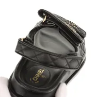 CHANEL シャネル チェーンサンダル マトラッセ ココマーク 35C 黒 シャネル ココマーク レザー サンダル 35C レディース ブラック