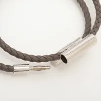 HERMES エルメス トゥルニス ブレスレット シルバー レザー HERMES エルメス トゥルニス シルバー金具 2連 レザー