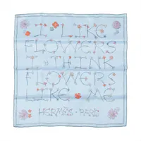 エルメス カレ70 I LIKE FLOWERS スカーフ シルク ブルー