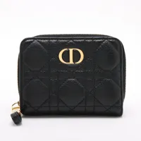 Dior カナージュ ロータスウォレット コンパクトウォレット くすみピンク 美品 LADY DIOR ロータスウォレット カナージュ パテントカーフ