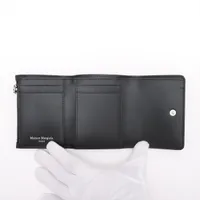 付属品完備❗️新品未使用✨マルジェラコンパクトウォレットミニ財布4ステッチ黒レザー メゾンマルジェラ 4ステッチ レザー コンパクトウォレット