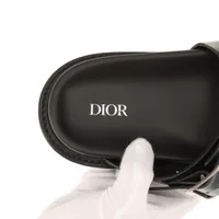 DIOR ディオール サンダル アクア ブラック レザー ロゴ ディオール アクア レザー サンダル 42 メンズ ブラック LS0222
