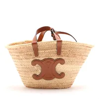 CELINE かごバッグ ベージュ/ブラウン セリーヌ CELINE セリーヌ ストロートート かごバッグ ストロー