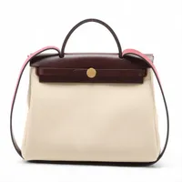 エルメス エールバッグ ジップ 31 トワルミリタリーxヴァッシュハンター ボルドーxベージュ ゴールド金具 Z:2021年