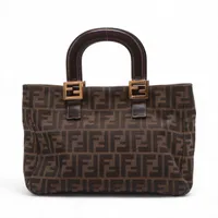 フェンディ ハンドバッグ バニティ ズッカ レザー キャンバス FENDI フェンディ ズッカ柄 バニティバッグ 2WAY ショルダー