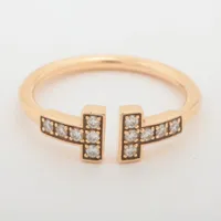 ティファニー Tワイヤー ダイヤ リング 750(PG) ティファニー TIFFANY&Co. ダイヤモンド ワイヤー リング T