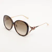 極美品 グッチ GUCCI サングラス インターロッキング GG0226SK Gucci GG0226SK Interlocking G Sunglasses Black and Gold