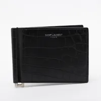 【激レア】サンローランパリ マネークリップ 折り財布 パイナップル レザー 黒 Yves Saint Laurent マネークリップ｜財布｜ファッション