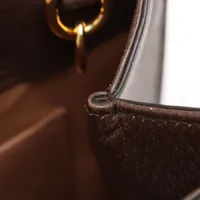 【GUCCI】ブラウンレザー 2wayハンドバッグ グッチ ジャンボGG キャンバスxレザー 2WAYハンドバッグ