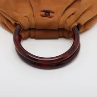 シャネル ココマーク スエード ハンドバッグ べっ甲 ブラウン ゴールド