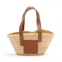 ロエベ ラフィア バッグ 新品 ミディアムサイズ オラ バッグ ミディアム（ラフィア&カーフ） ブラック - LOEWE