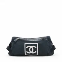 極美品‼️ CHANEL ボディバッグ   スポーツライン　シルバー金具 シャネル スポーツライン キャンバス ウエストポーチ ネイビー