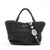 極美品　ミュウミュウ　バッグ　ナッパレザー　マテラッセ　2WAY　ハンド　黒 MIU MIU】ミュウミュウ『マテラッセレザー トップハンドルバッグ