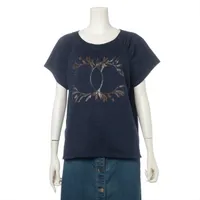 シャネル ココマーク コットン Tシャツ L レディース ネイビー  P57840K076 後身頃ヤケ有