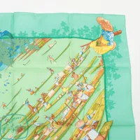 【美品】エルメス カレ90 インレ湖の水上マーケット スカーフ シルク エルメス カレ90 MARCHE FLOTTANT DU LAC INLE インレ湖の水上