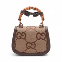 GUCCIブラウンレザーバンブーハンドバッグ GUCCI 極 美品 希少品 保存袋付 グッチ オールドグッチ バンブー