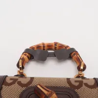 グッチ バンブーハンドル GGスエード ハンドバッグ ブラウン GUCCI・バッグ・バンブー ハンドバッグ スエード レザー
