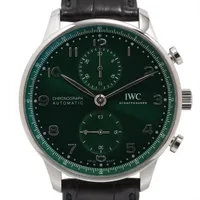 IWC ポルトギーゼ クロノグラフ IW371404 SS×革 AT 黒文字盤 A2454654 