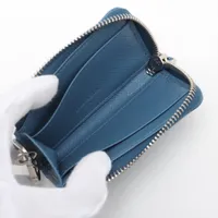 【極美品】プラダ コインケース ストライプ ロゴ サフィアーノ レザー ブルー PRADA プラダ カードケース コインケース サフィアーノ