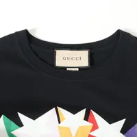 美品　グッチ　Tシャツ　インターロッキング　ゴールド金具　ベロアリボン　L　黒 美品 グッチ Tシャツ インターロッキング ゴールド金具 ベロア