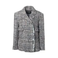 美品　CHANEL ジャケット　38 グレー シャネル ココボタン P64 コットン ジャケット 38 レディース