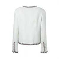 シャネル　CHANEL ジャケット　ツィード　ココボタン　白　38 丈長め シャネル ココボタン ポリエステル ジャケット 38 レディース