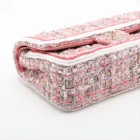 レア！【CHANEL】ツイード ハンドル チェーン フラップ 銀ロゴ シャネル CHANEL ブローチ ココマーク CCマーク ゴールド
