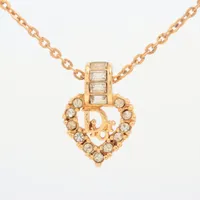 クリスチャンディオール Diorロゴ ネックレス GP×ラインストーン