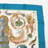 【未使用】HERMÈS カレ90 女神ケレス CIRÈS エルメス　スカーフ エルメス カレ90 CERES 女神ケレス スカーフ シルク ブルー