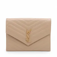 YSL ベージュレザー フラップクラッチバッグ Yves Saint Laurent - YVES SAINT LAURENT イヴ・サンローラン